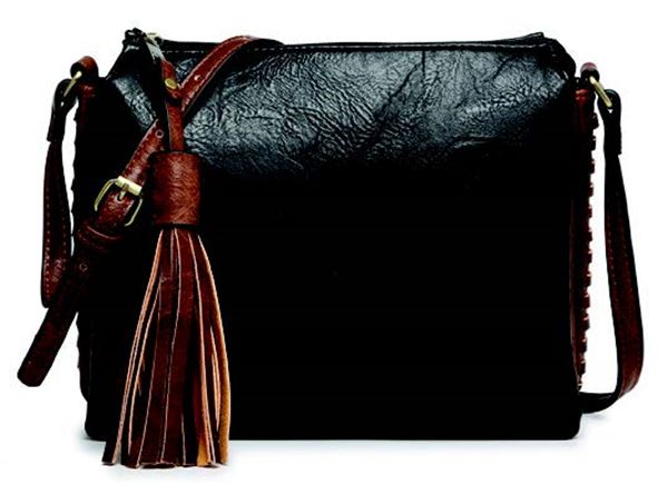 Sabrina Side Stitch Crossbody Bag With Tassel